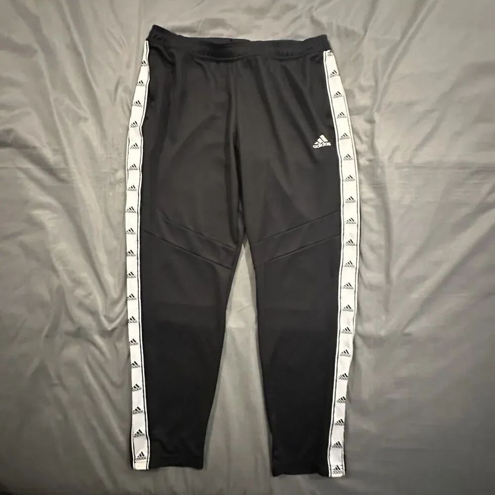 Adidas Tiro 19 Track Pants Mens XL Black Tape Stripe Climacool Soccer Zip Ankle